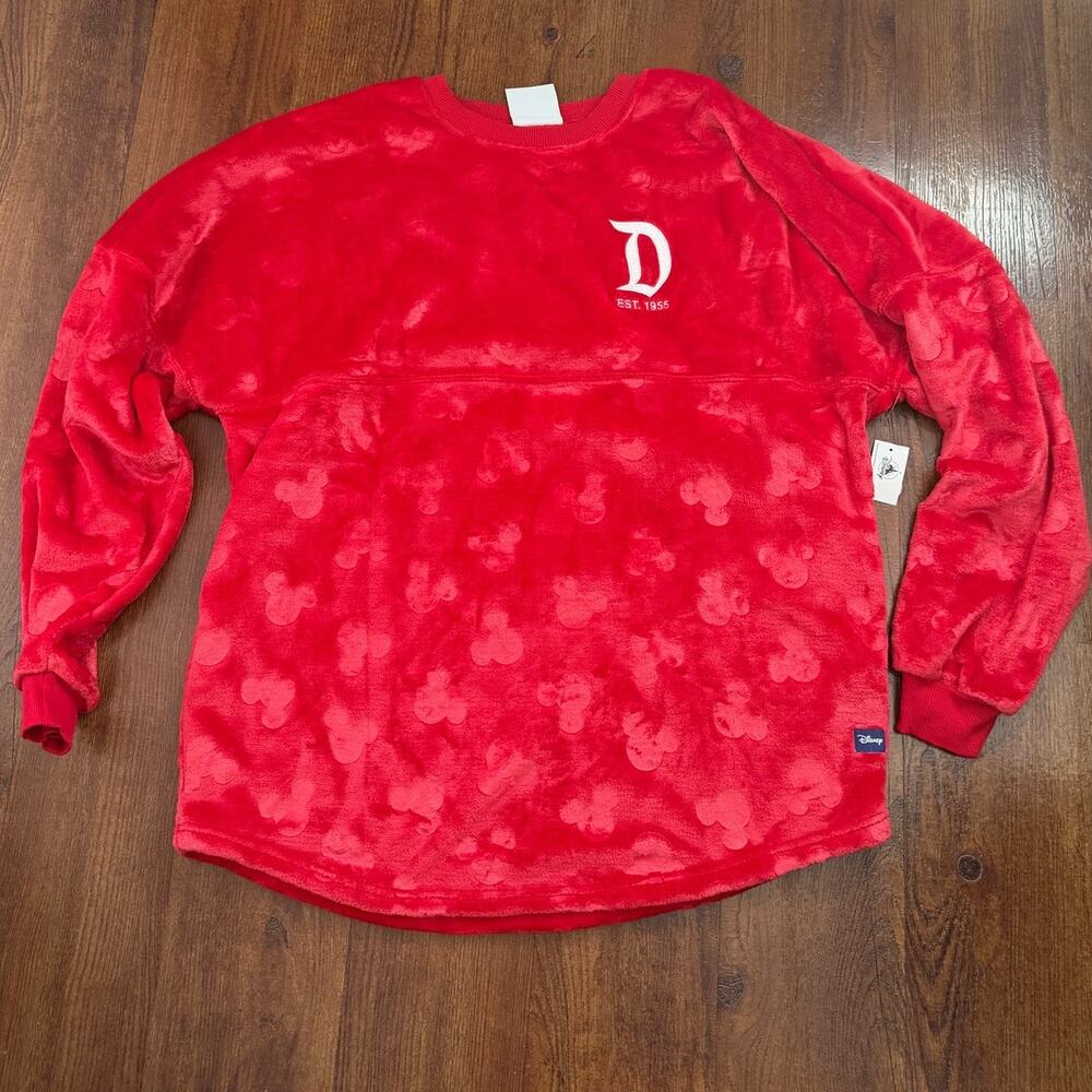 DISNEY DisneyLand Mickey Mouse Icon Plush Red Spirit Jersey adult XL NWT